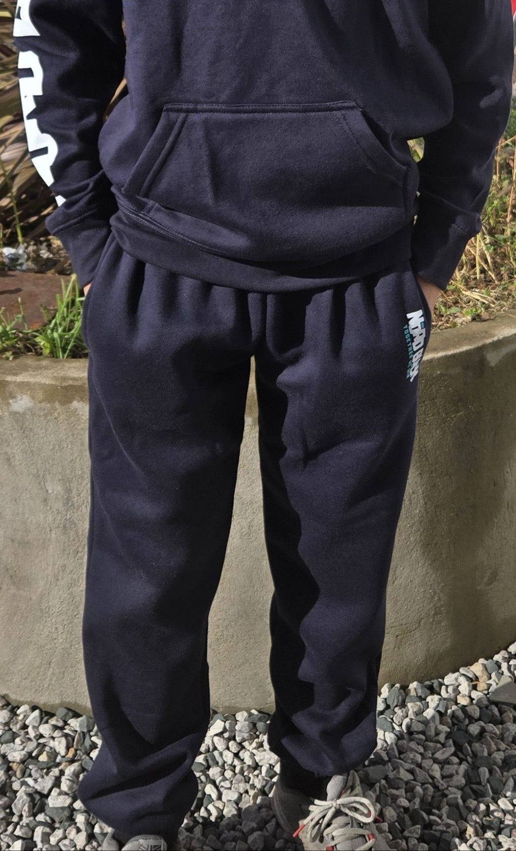 Nord buck navy jogging bottoms with Nord Buck logo on pocket 