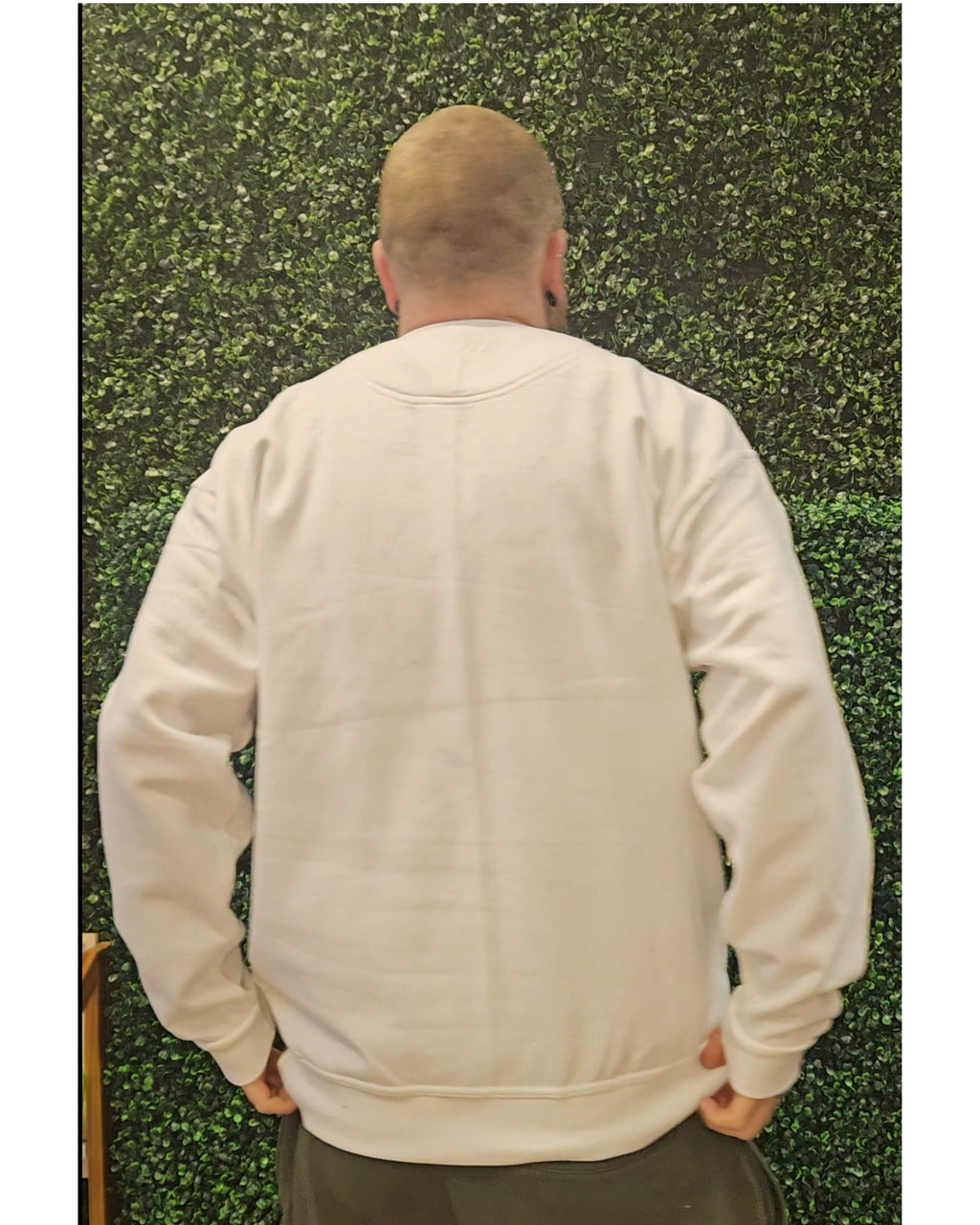Mens Crewneck White Sweater Mountain Design