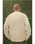 Mens Crewneck White Sweater Mountain Design