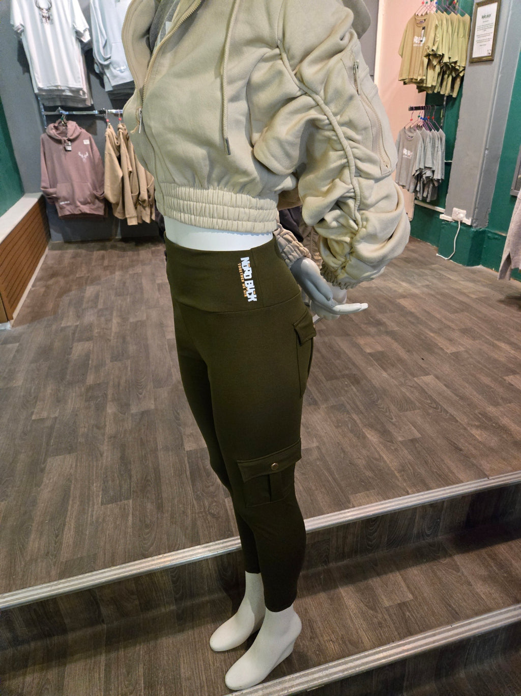 Stretch Cargo Leggings - Khaki