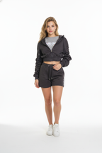 Women’s Ruffled Sleeve Hoodie (Stone)