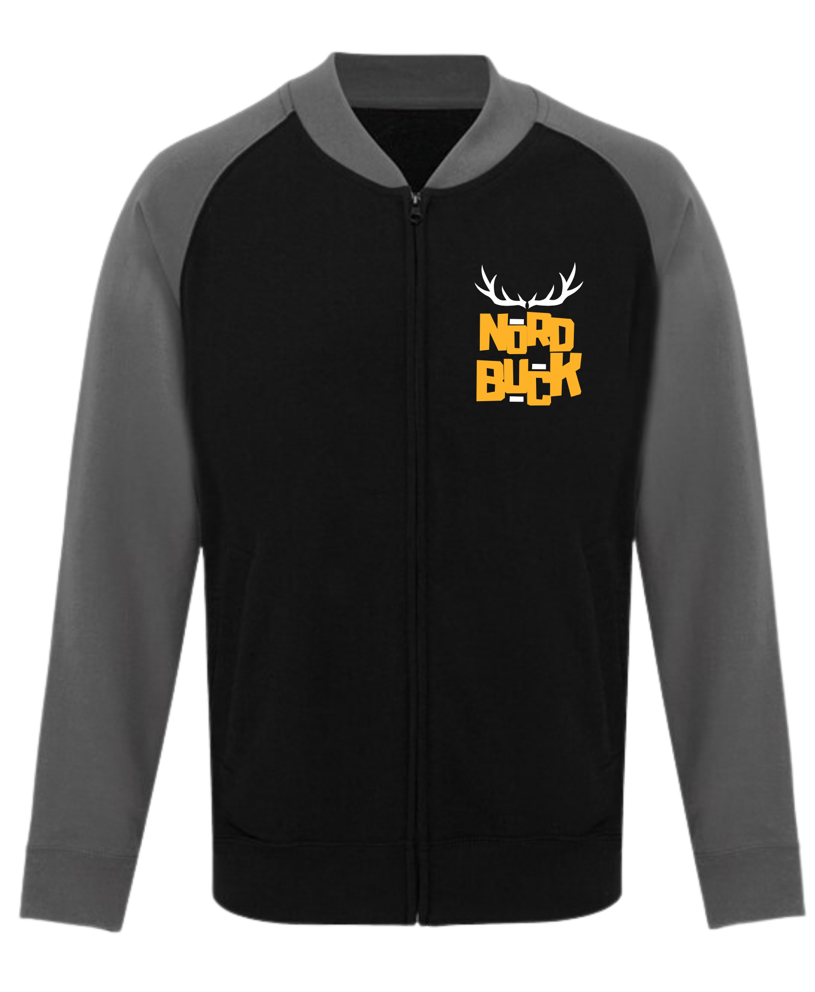 zip up jacket sweatshirt with Nord Buck logo and antlers on 