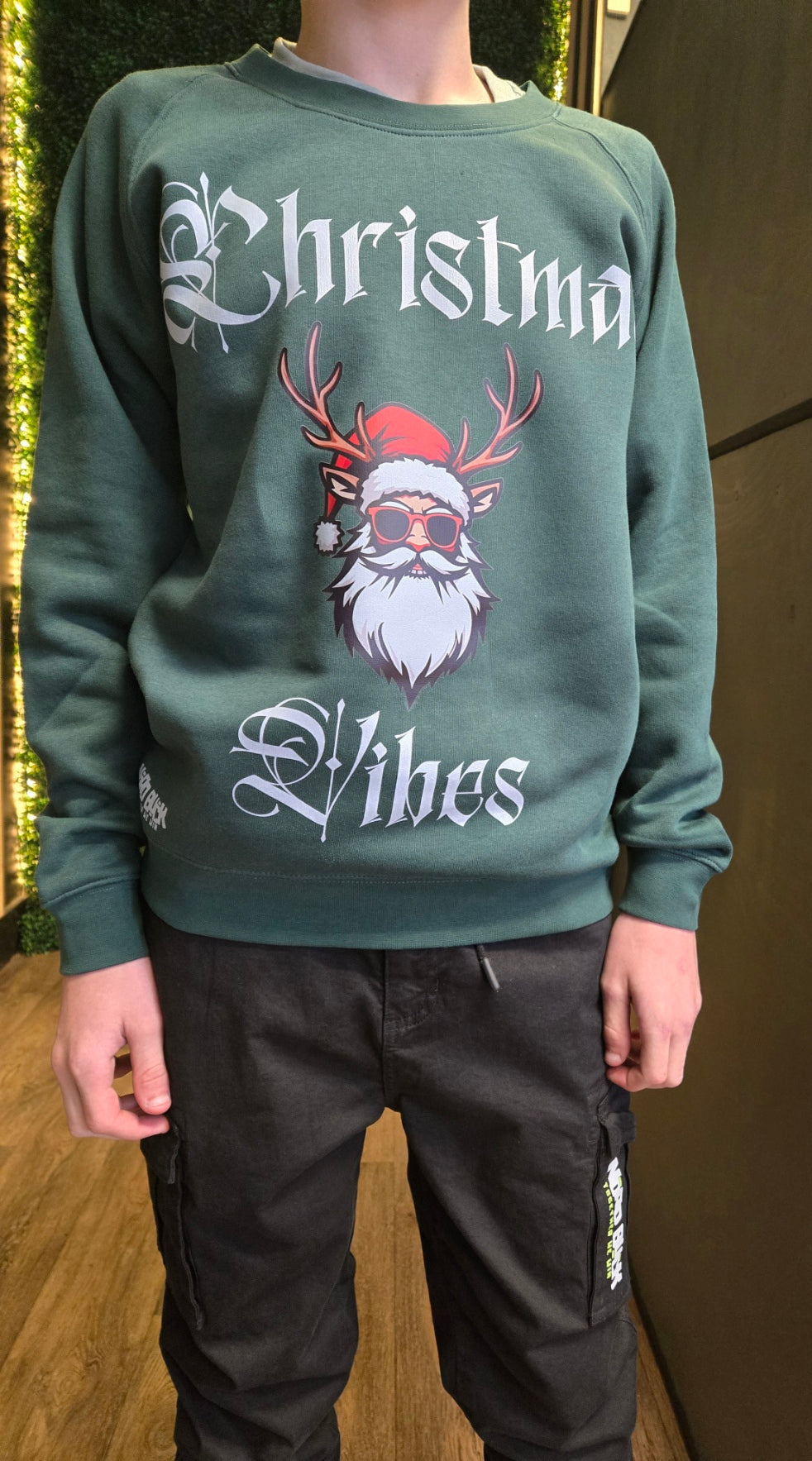 Kids Christmas Vibes Jumper (Green)
