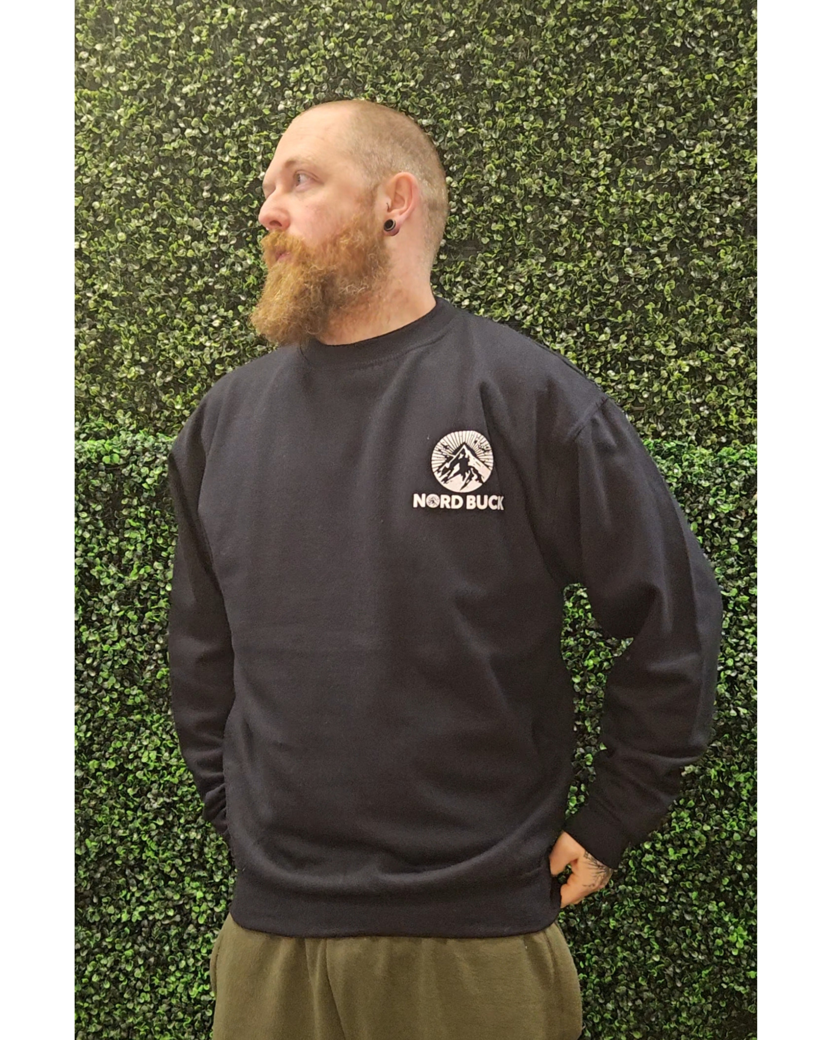 Mens Crewneck Navy Sweater Mountain Design