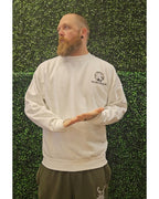 Mens Crewneck White Sweater Mountain Design