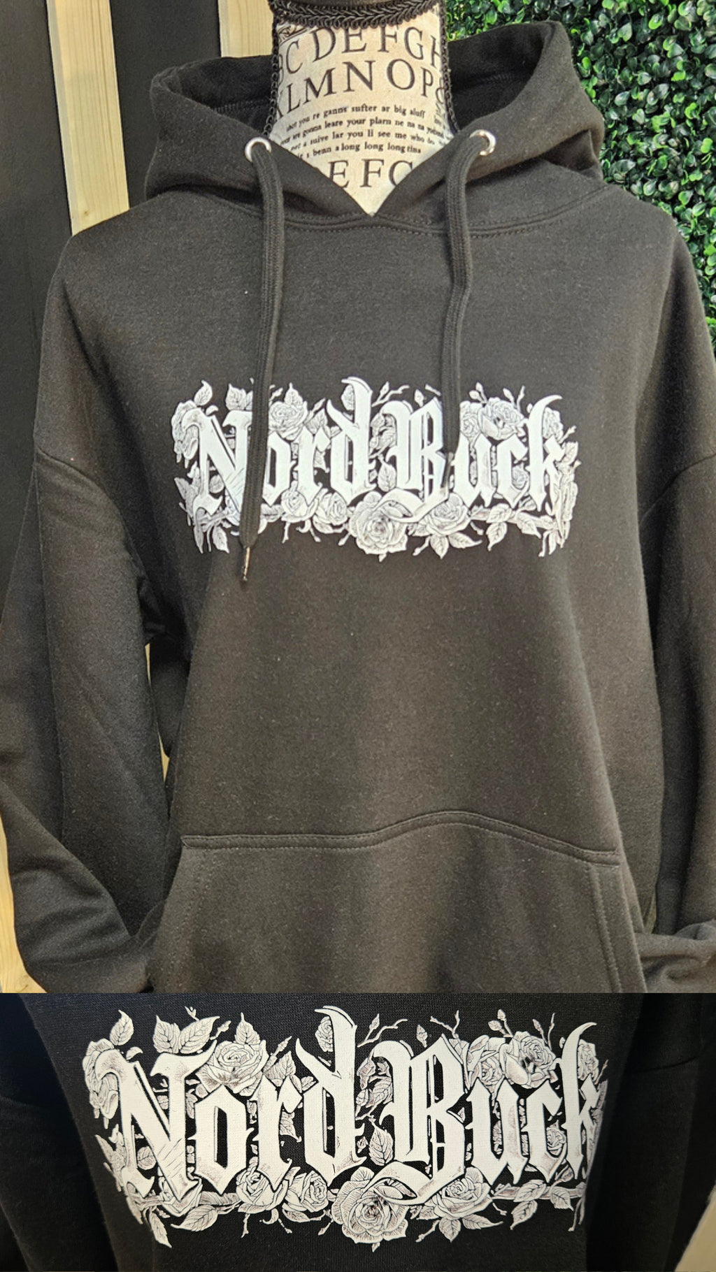Rose Design - Pullover Hoodie - Black