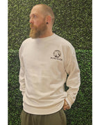 Mens Crewneck White Sweater Mountain Design