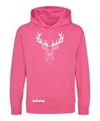pink hoodie with large stag on 