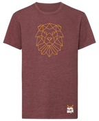 red tshirt with lion print on 