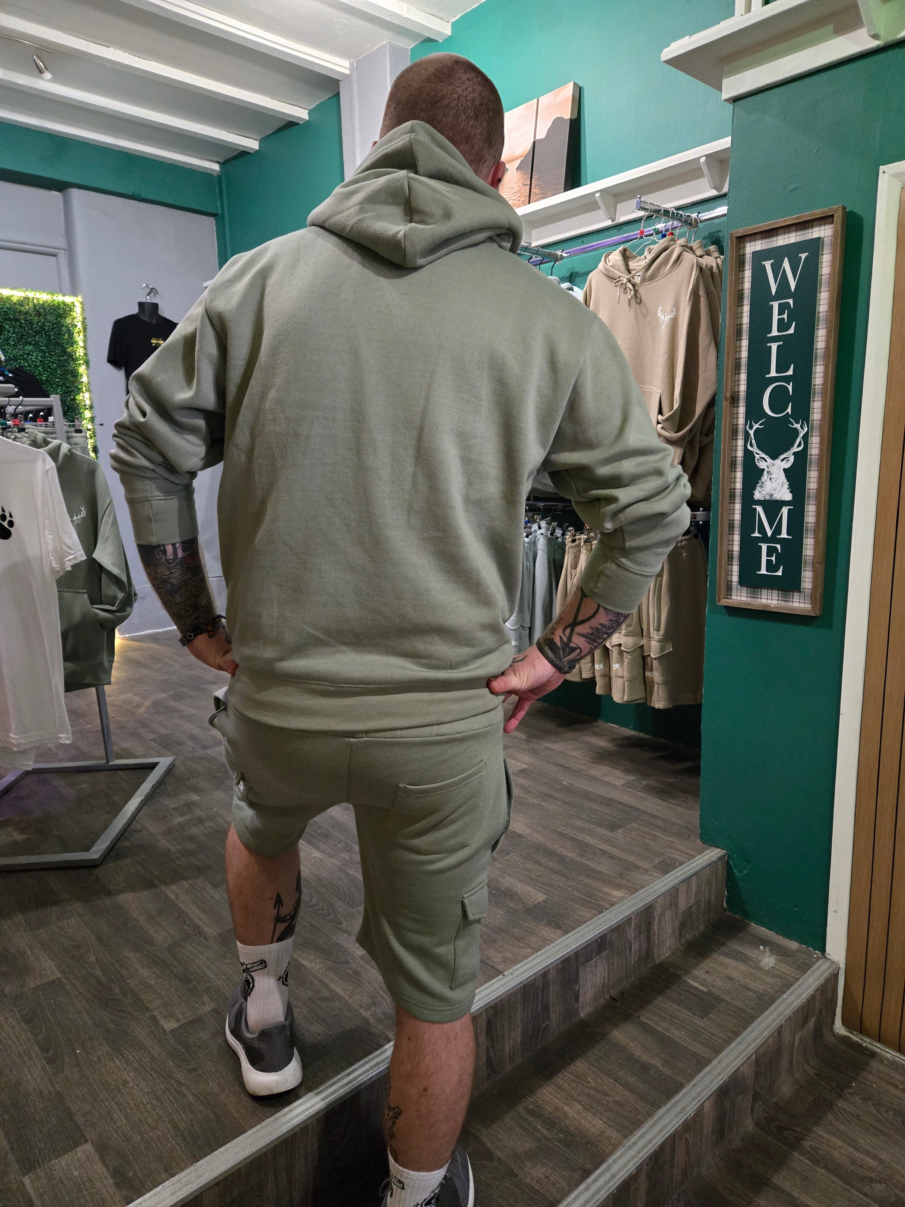 Stag Hoodie & Short Set - Mint Green