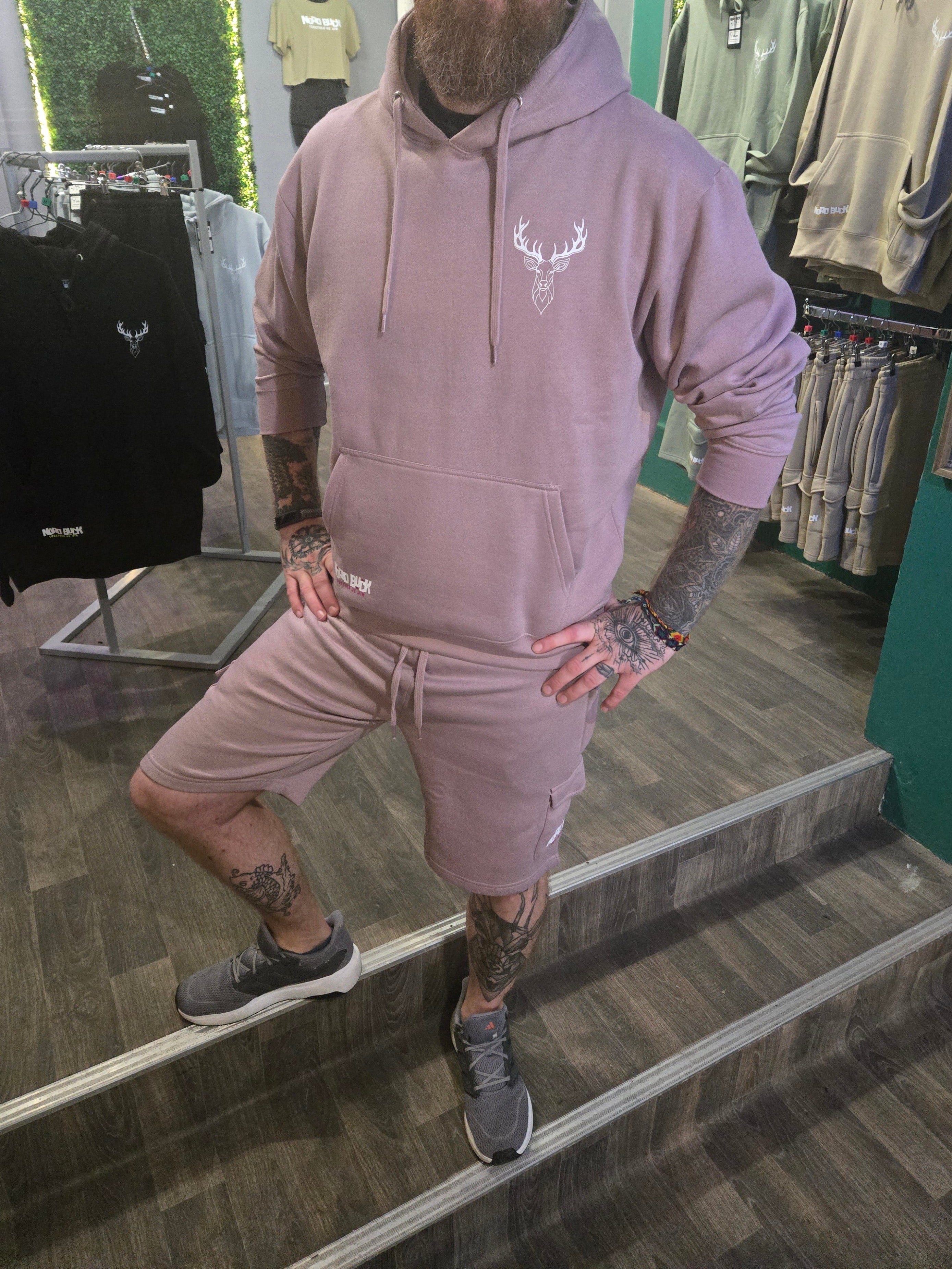 Stag Hoodie & Short Set - Lavender