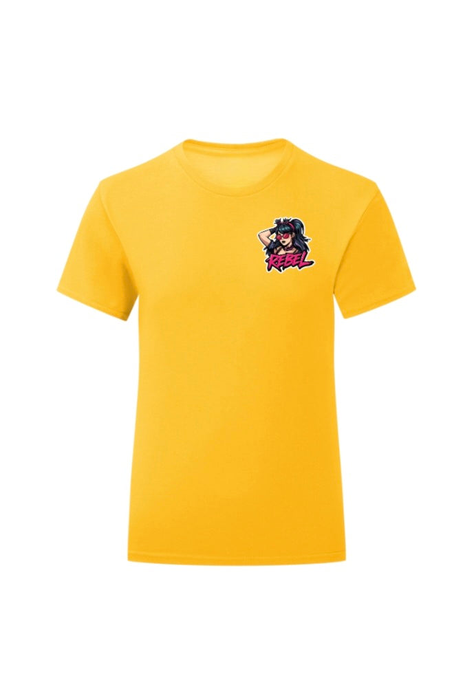 Yellow girls Rebel tshirt on white background