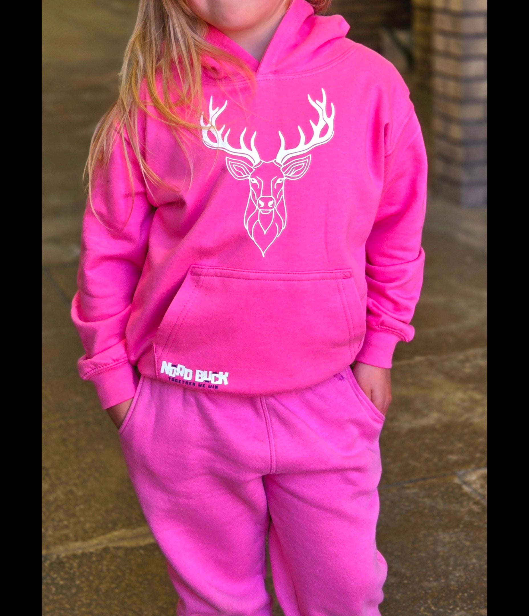 Juniors Stag Hoodie - Candyfloss Pink