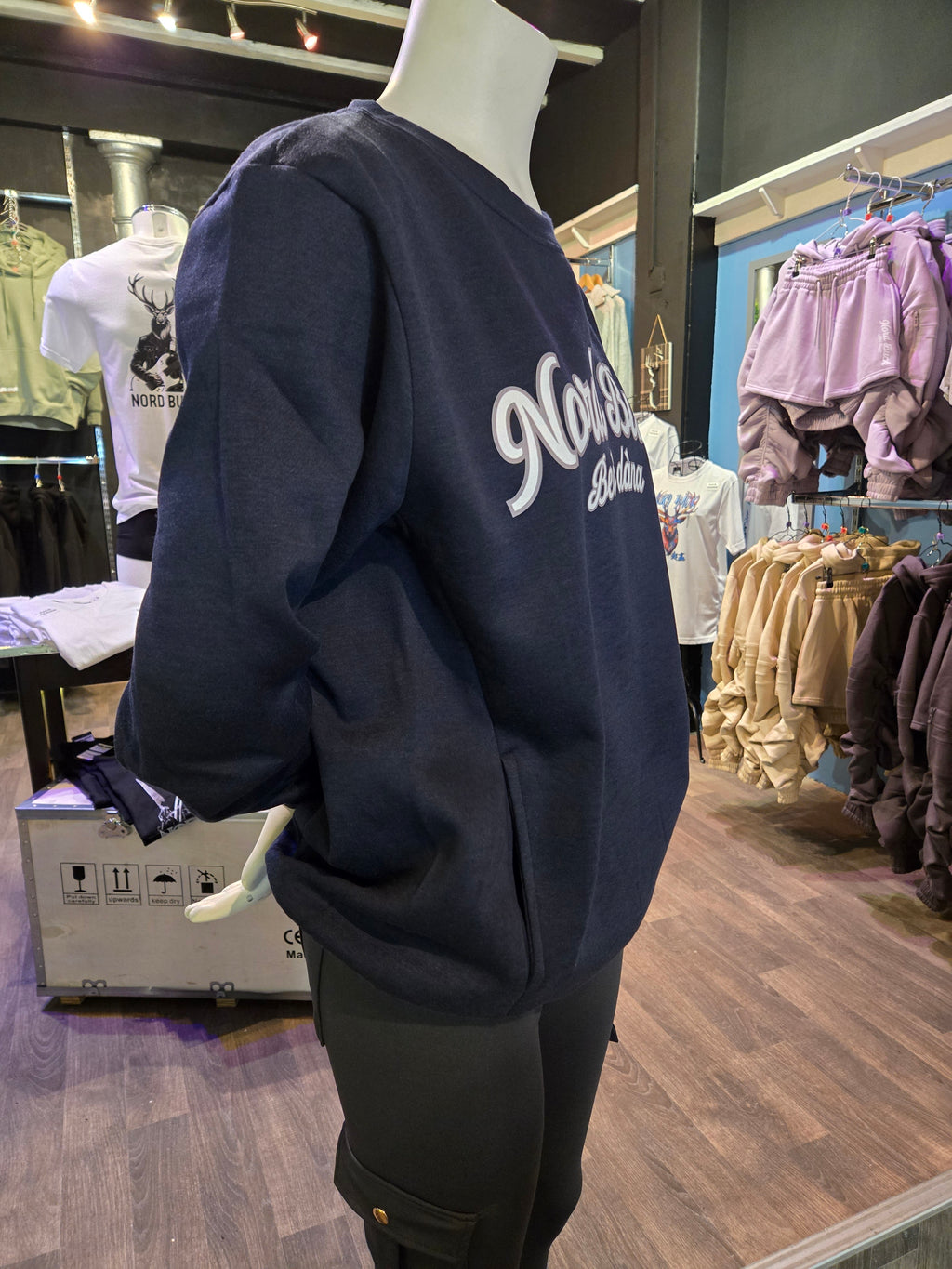 Casual Crewneck sweatshirt with pockets (Navy)