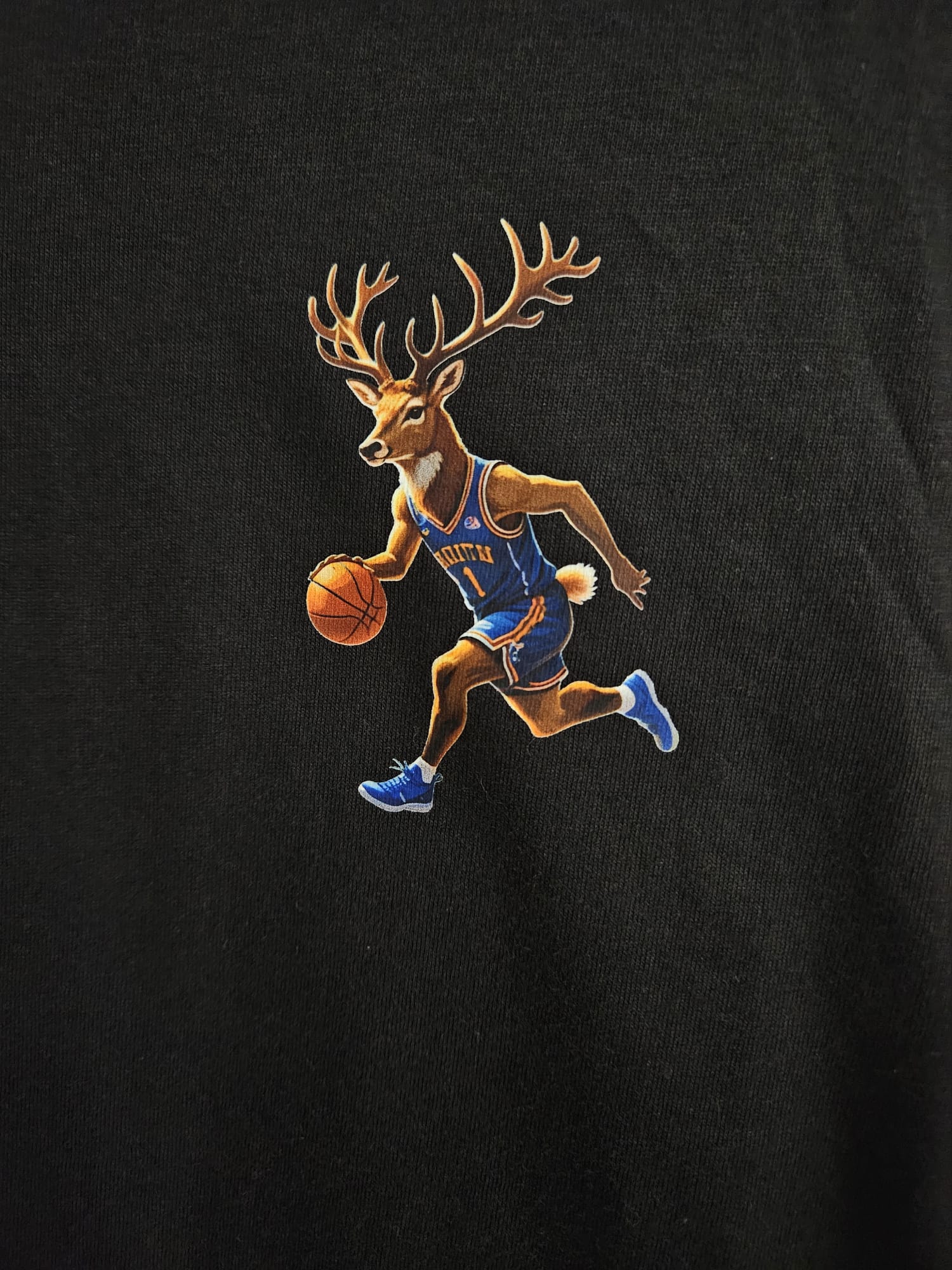 Toddlers Basketball Stag Print Tee - Black