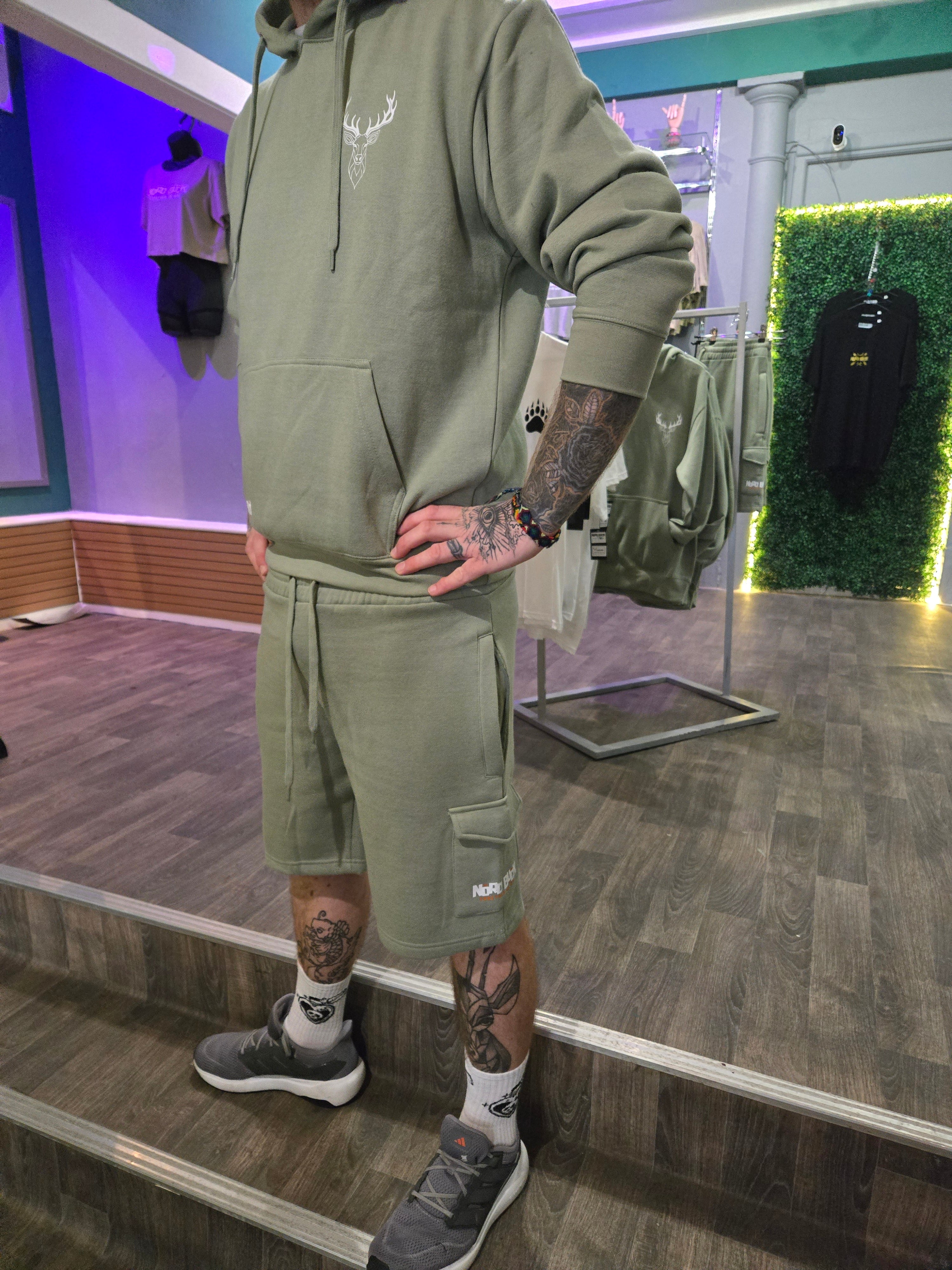 Stag Hoodie & Short Set - Mint Green