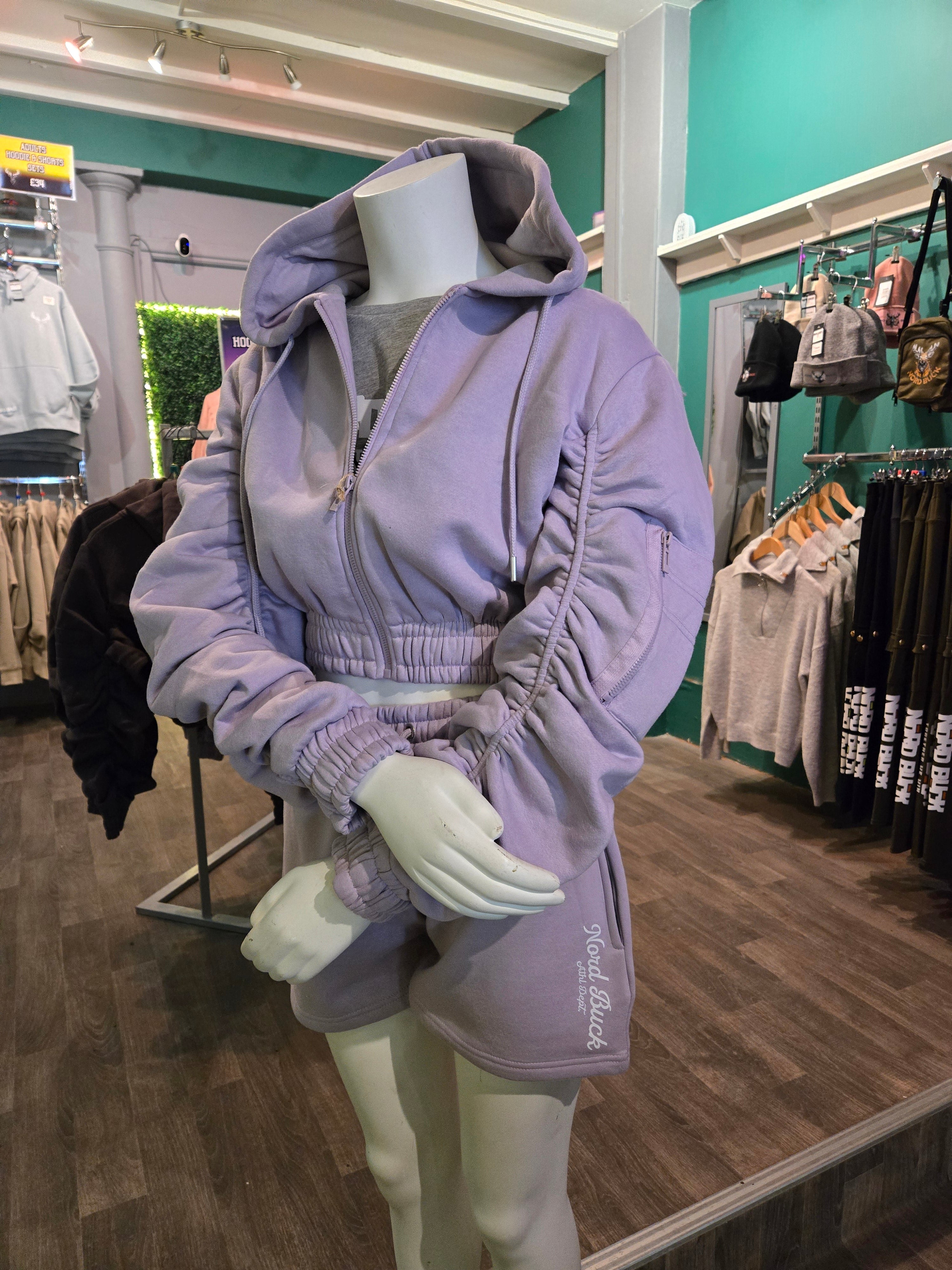 Purple Womens Shorts and hoodie set