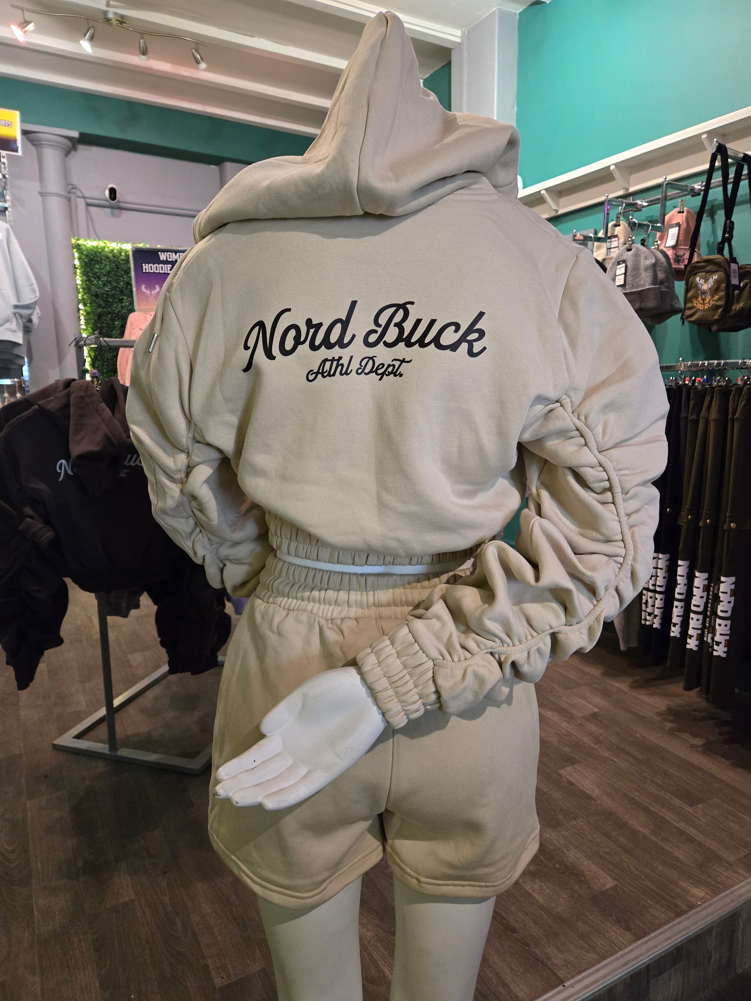 Beige Womens Shorts and hoodie set