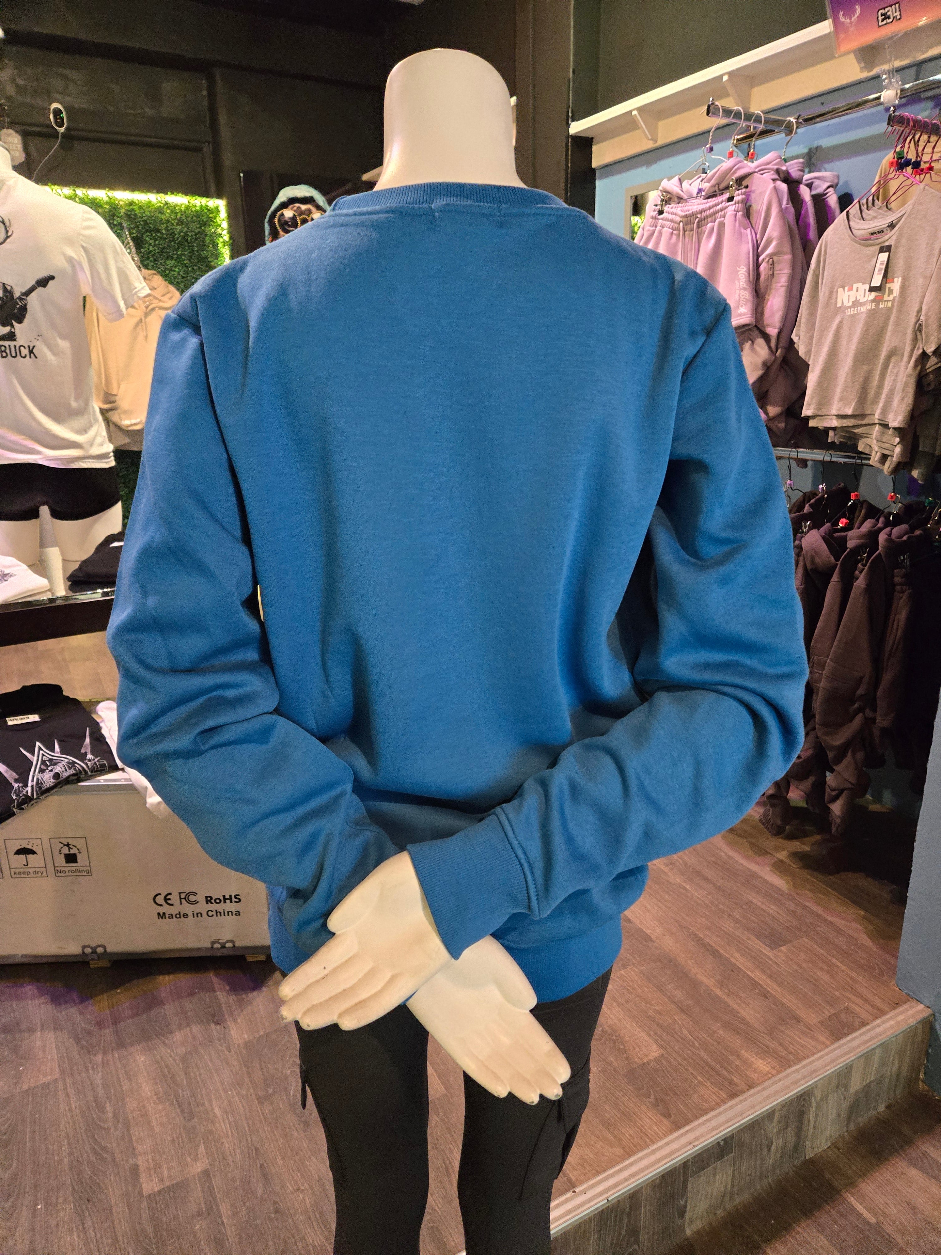 Casual Crewneck sweatshirt with pockets (Royal Blue)