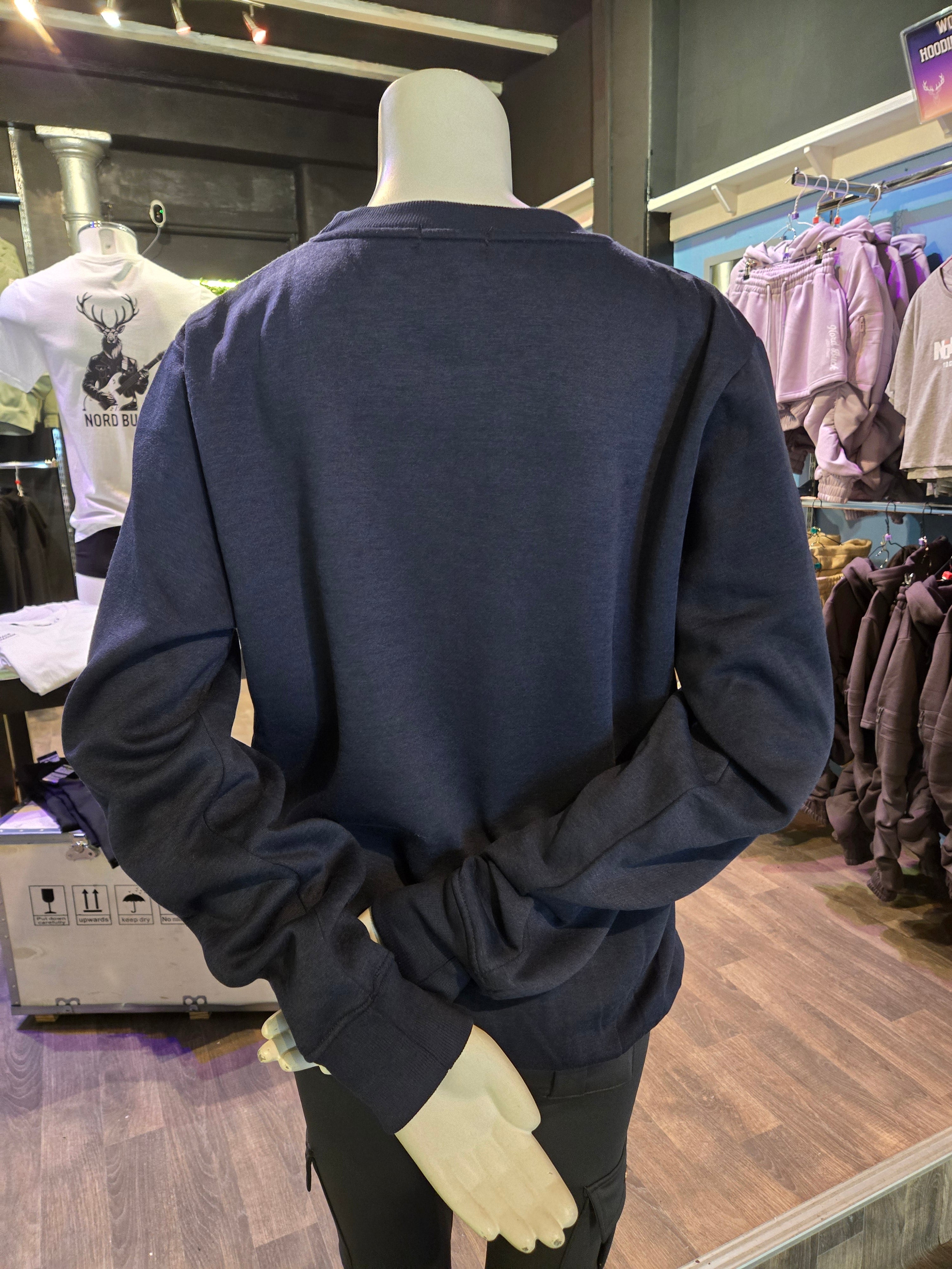 Casual Crewneck sweatshirt with pockets (Navy)