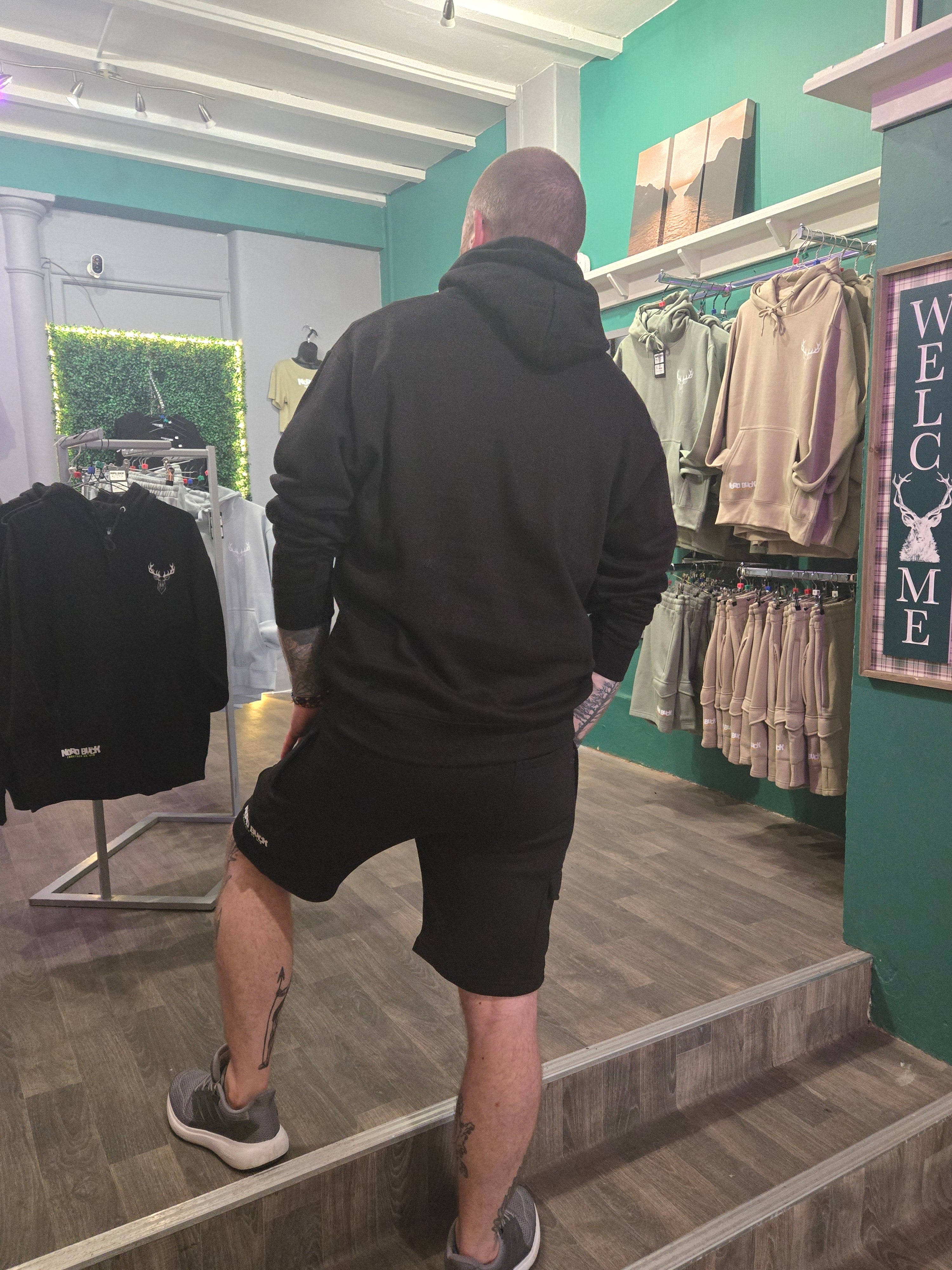 Stag Hoodie & Short Set - Black