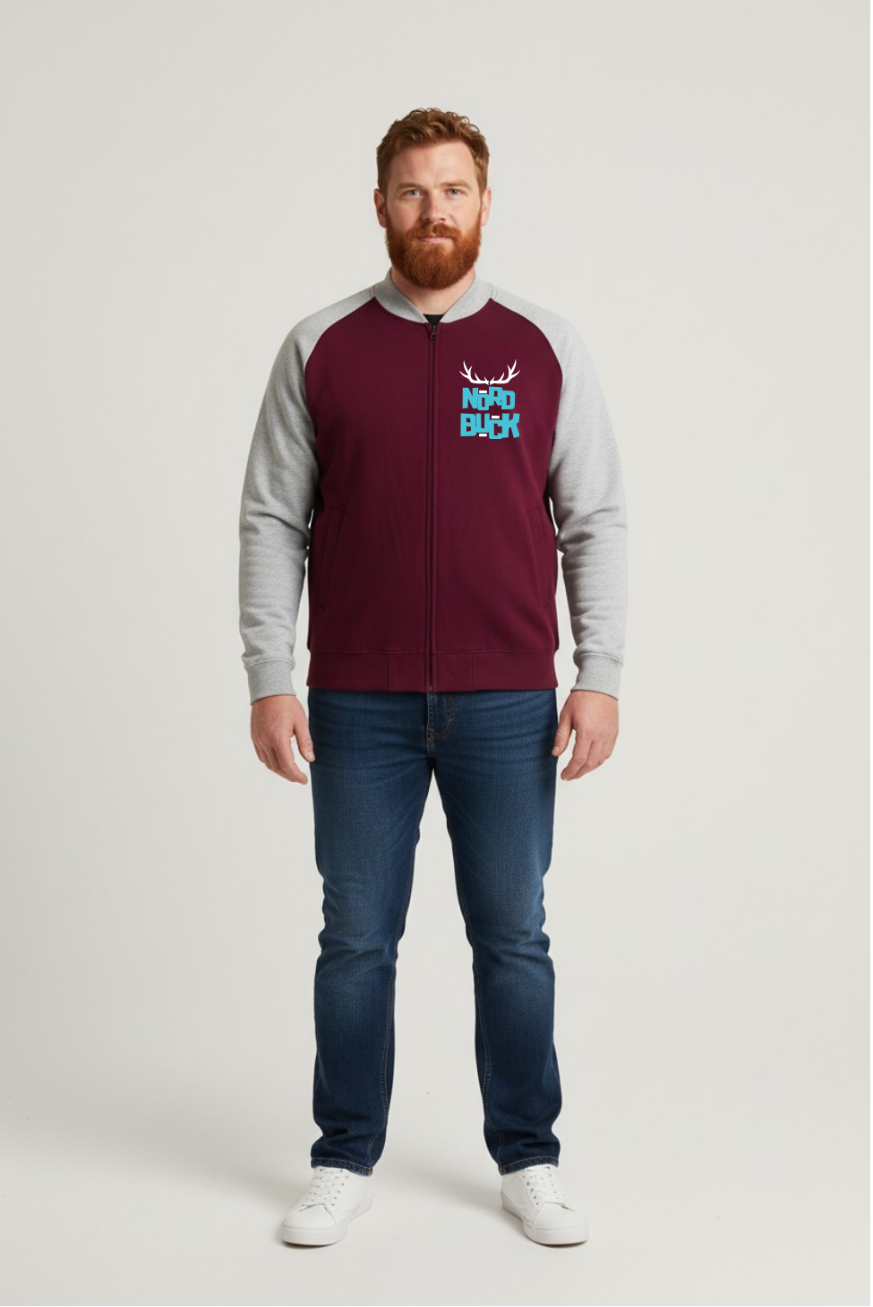 Jersey zip-up Sweatshirt (Burgandy)