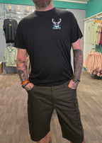 Man wearing black sports tshirt