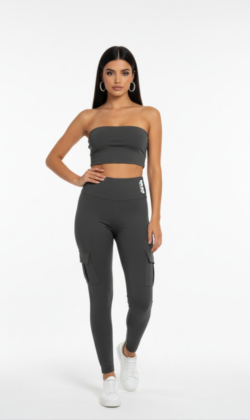 Stretch Cargo Leggings - Grey