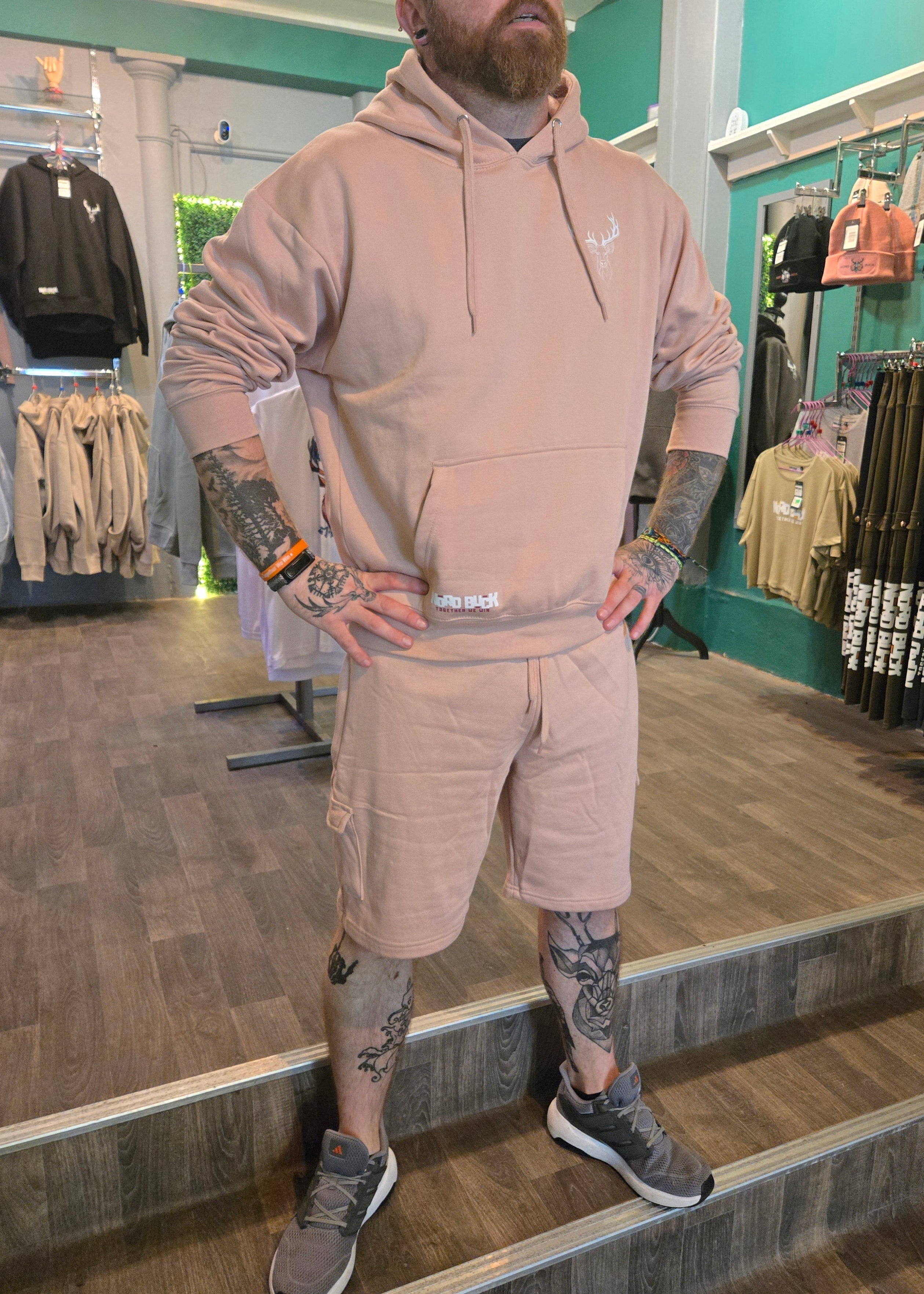 Stag Hoodie & Short Set - Pink/Nude