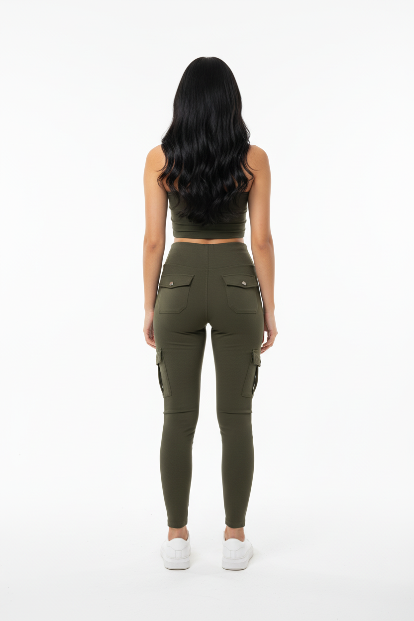 Stretch Cargo Leggings - Khaki