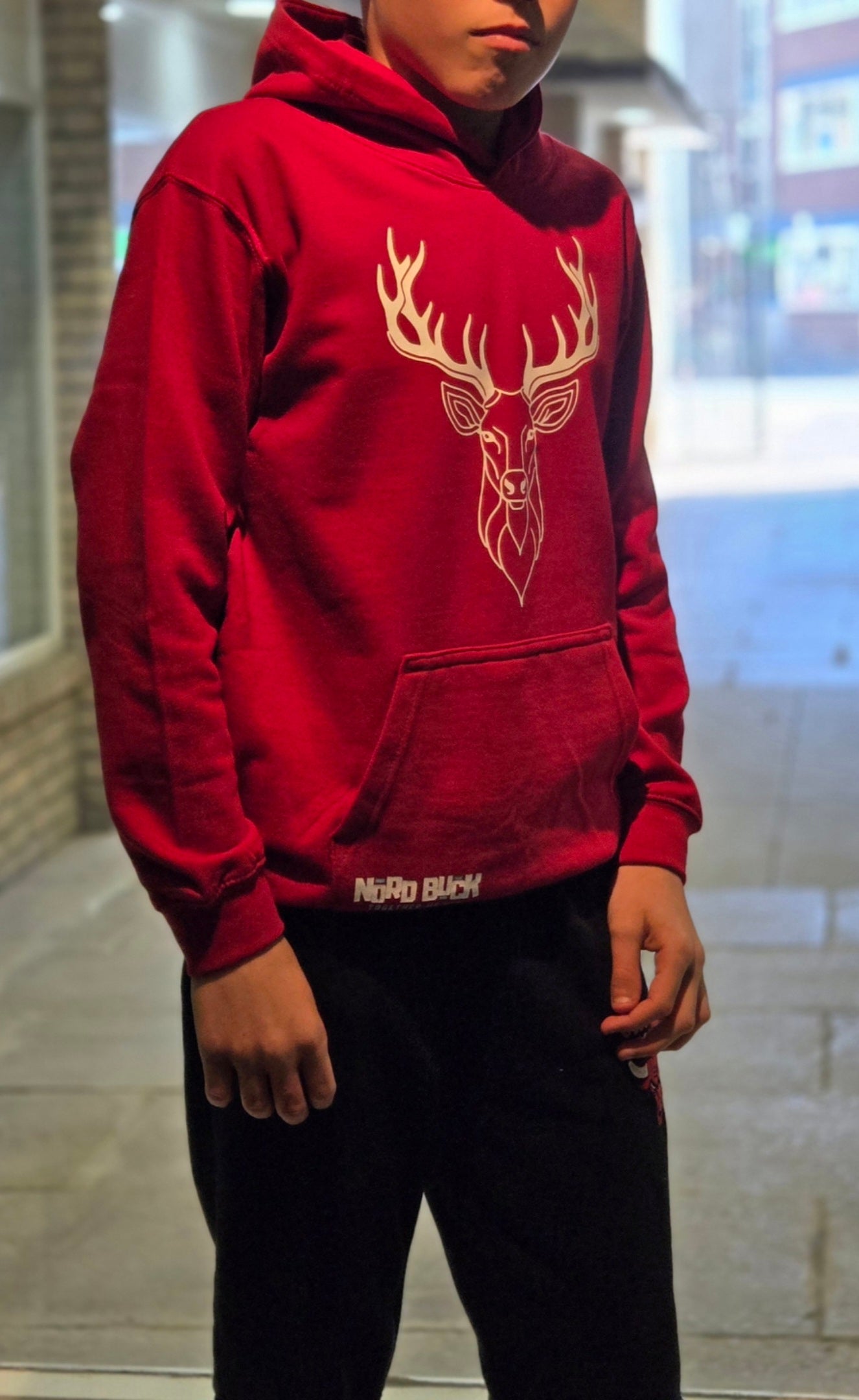 Juniors Stag Hoodie - Chilli Red
