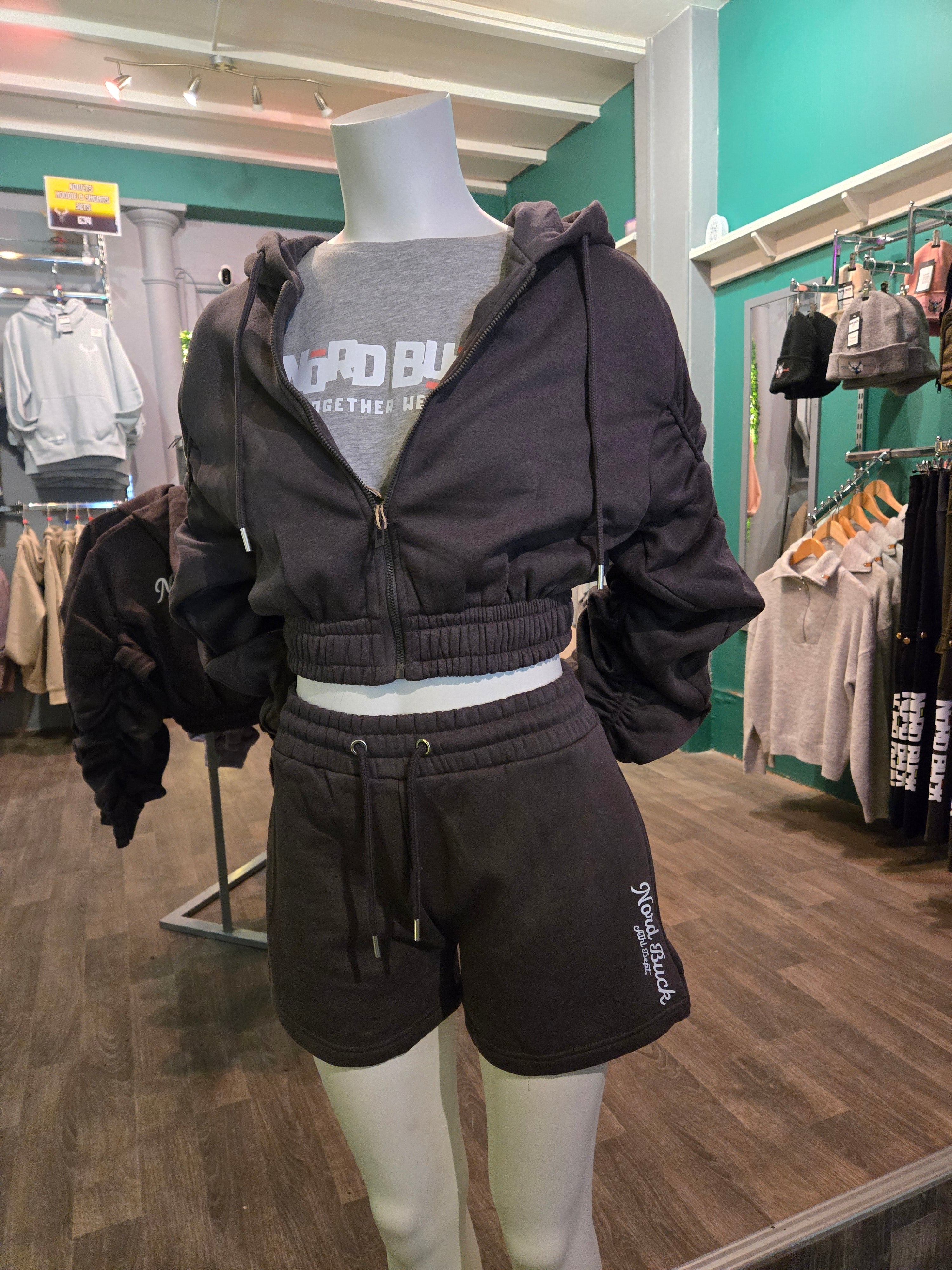 Charcoal Womens Shorts and hoodie set
