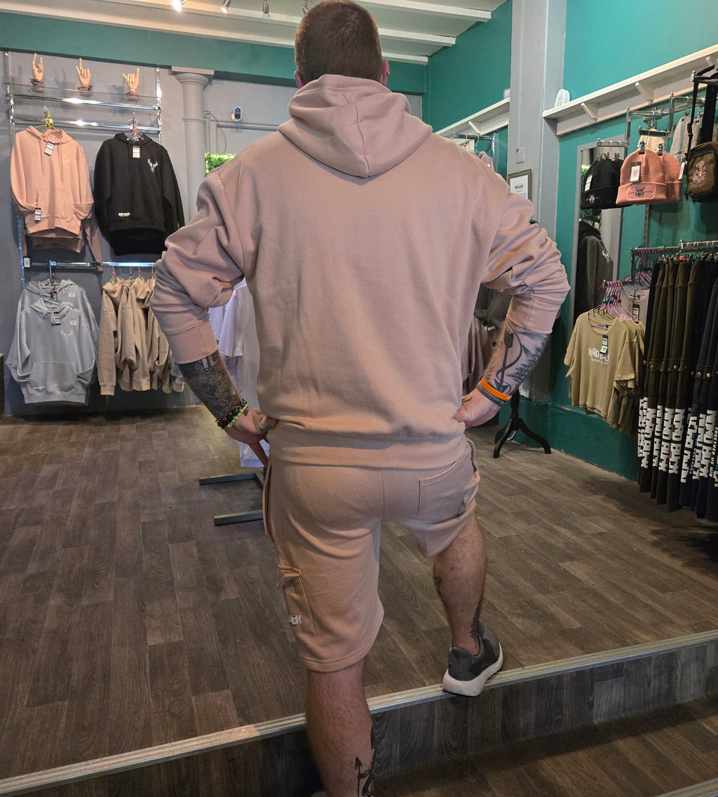 Stag Hoodie & Short Set - Pink/Nude