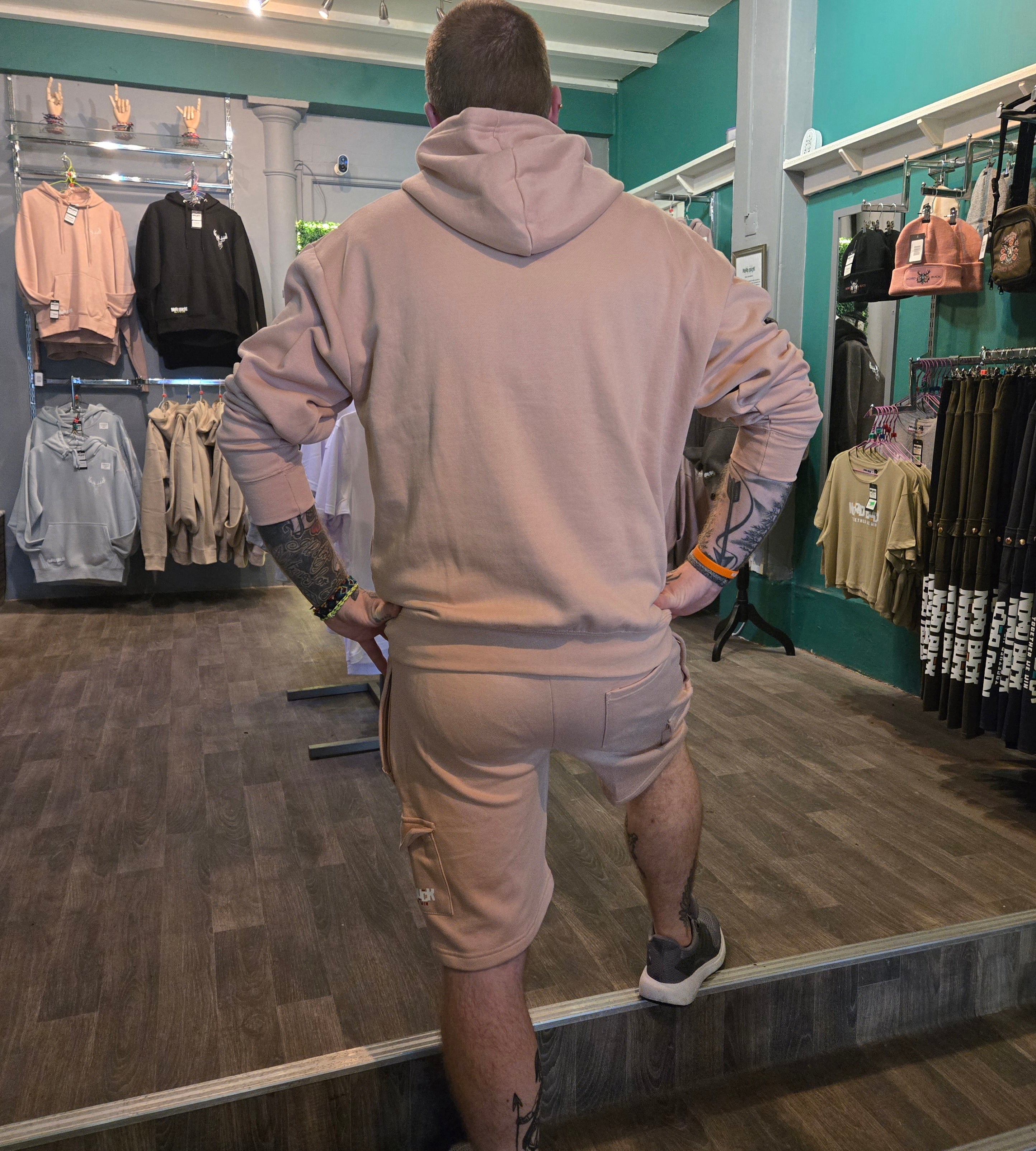 Stag Hoodie & Short Set - Pink/Nude