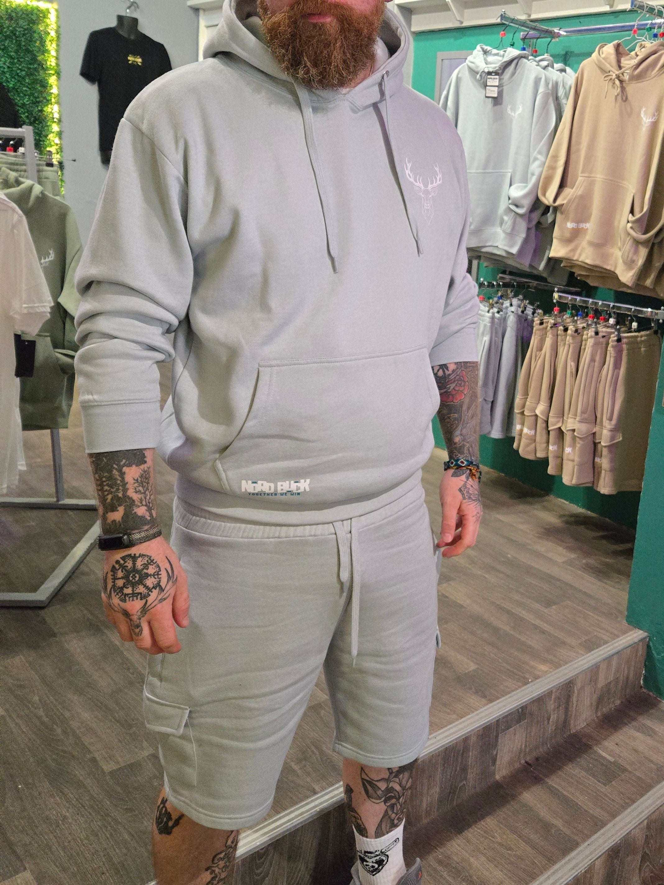 Stag Hoodie & Short Set - Baby Blue