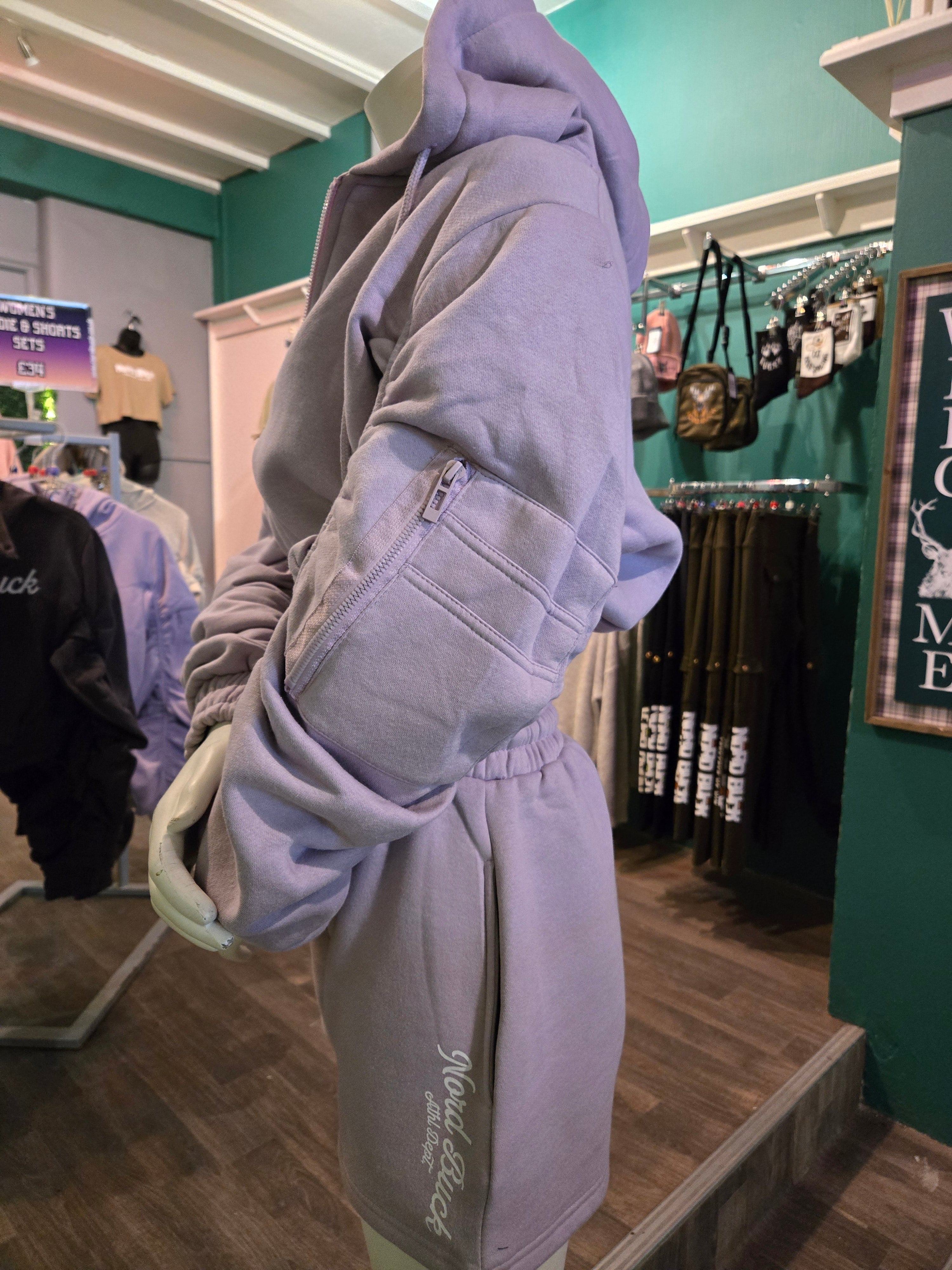 Purple Womens Shorts and hoodie set