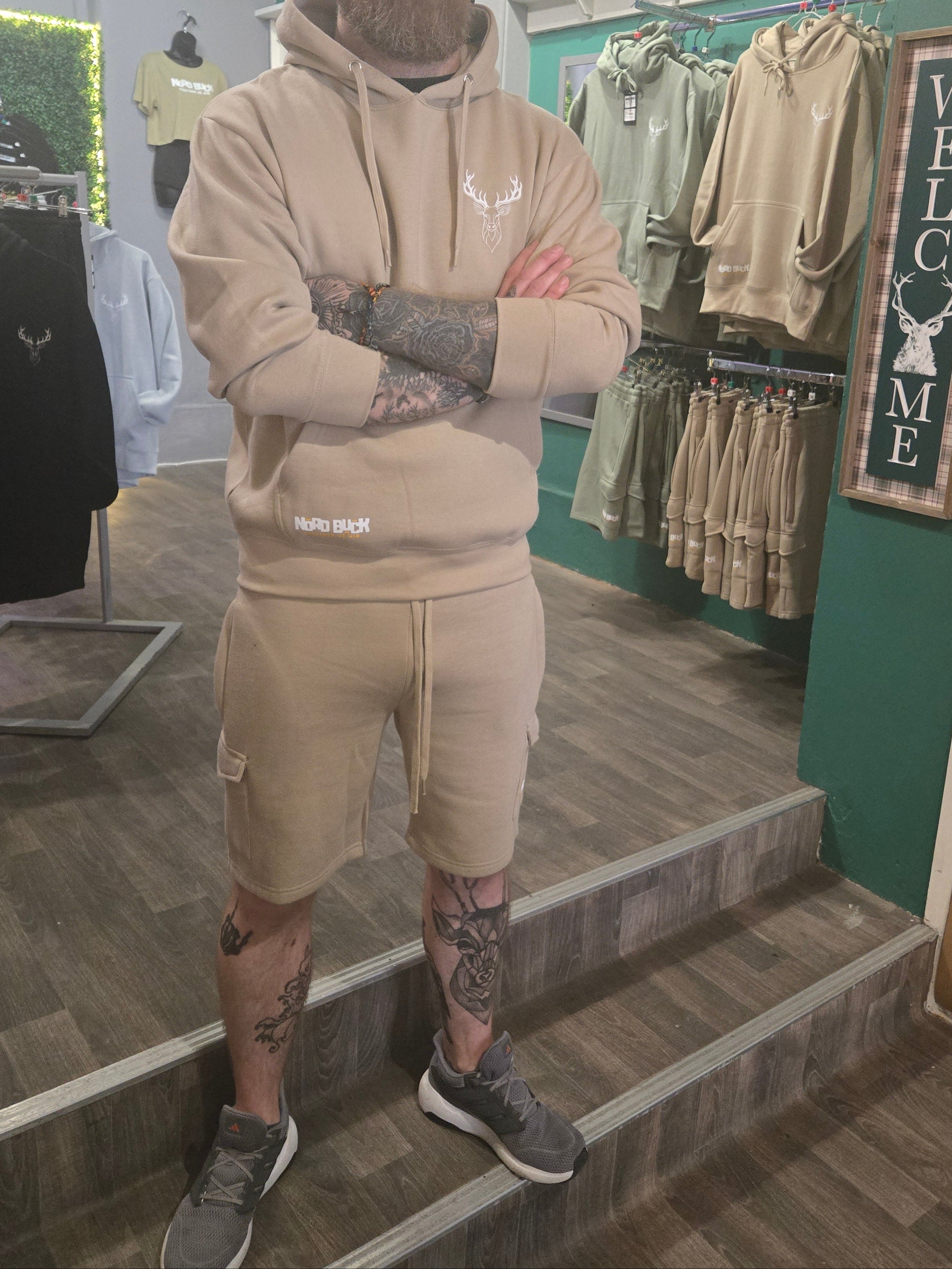 Stag Hoodie & Short Set - Sand