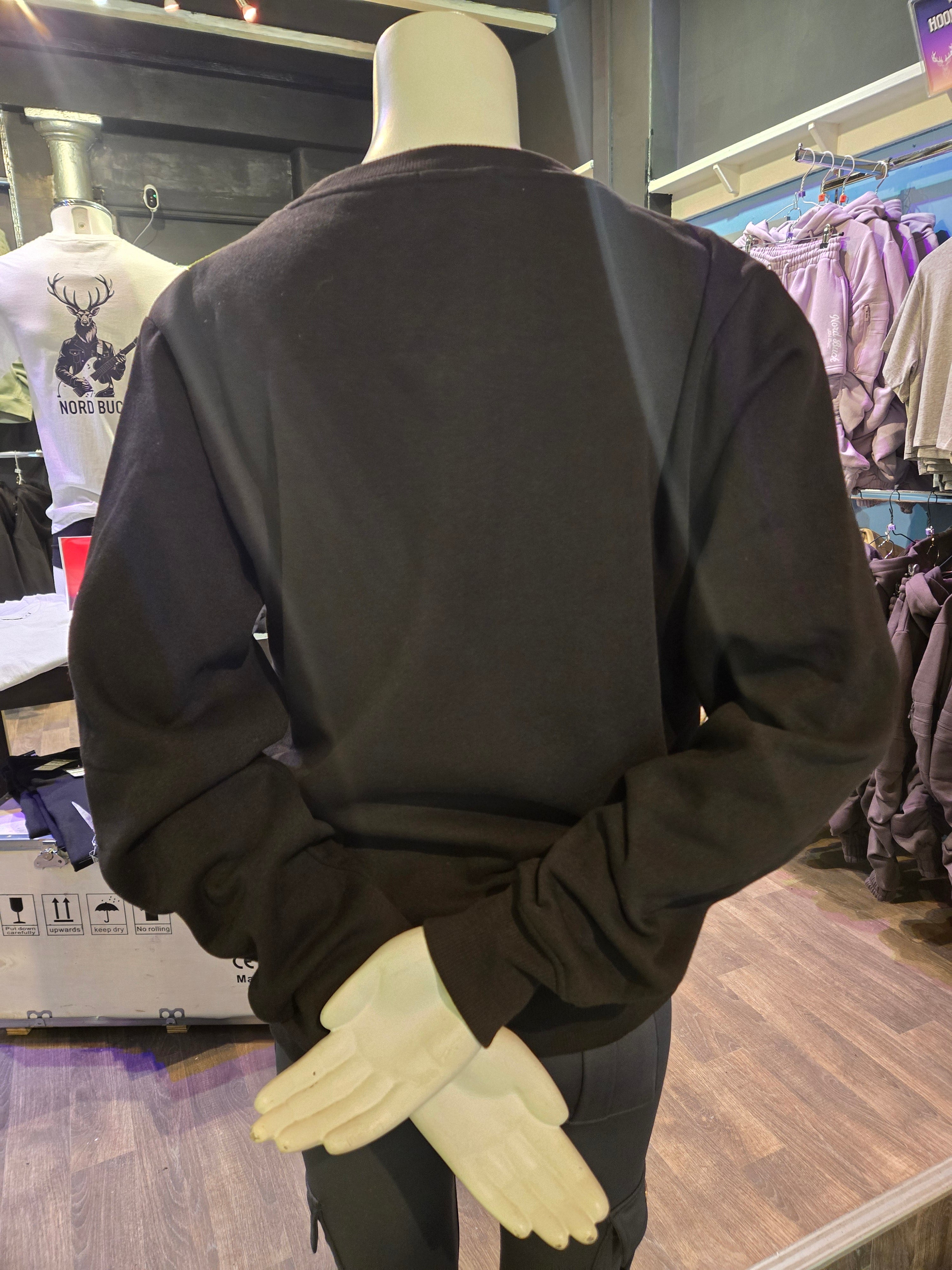 Casual Crewneck sweatshirt with pockets (Black)